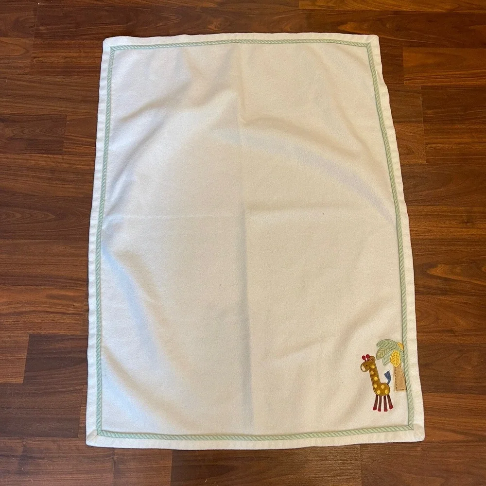 Tiddliwinks Baby Blanket Giraffe Jungle Palm Tree White Cream Lovey Throw Fleece